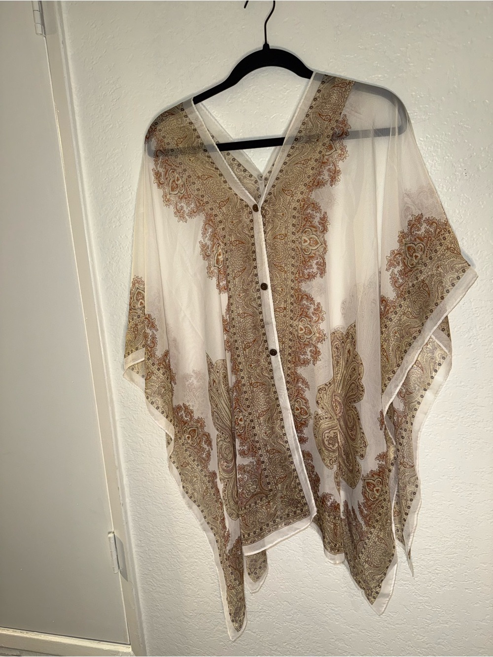 Ivory Sheer Paisley Button-Front Tunic
